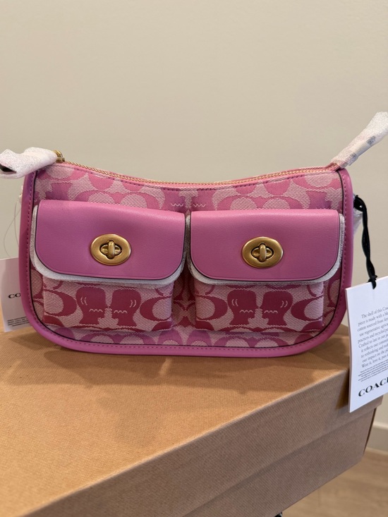 Coach Handbags - Coach x Brain Dead Twin Turnlock Waverly Bag Fuschia Signature Jacquard